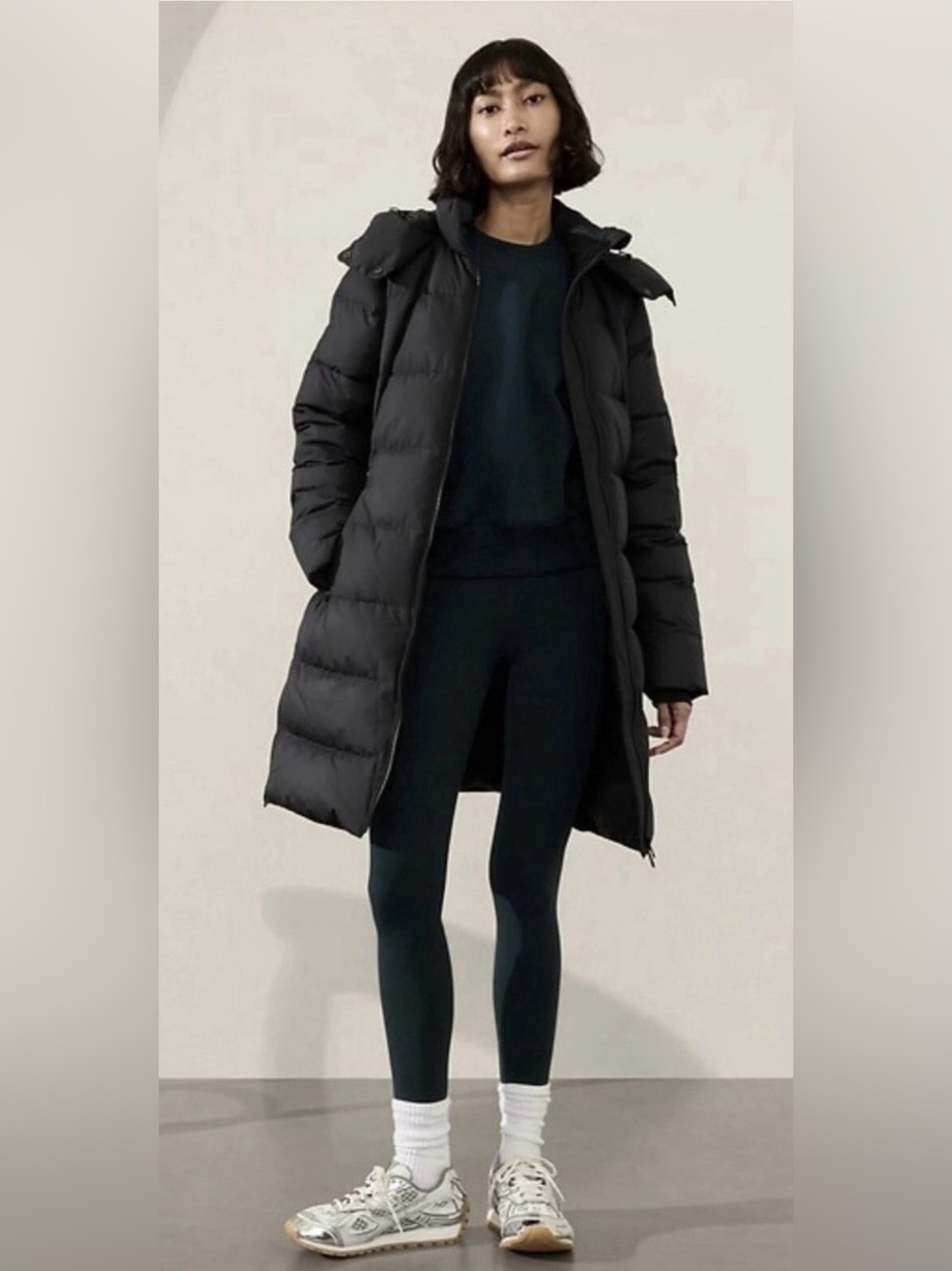 Women’s Athleta Downtown Puffer Parka Jacket Black S